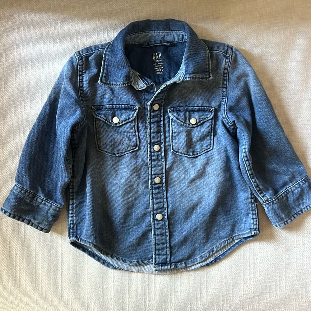Toddler denim button down